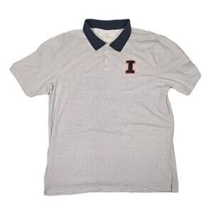 Illinois Fighting Illini Polo Shirt Mens XL Colosseum White Stripe NCAA